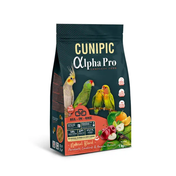 1 kg Cunipic Alpha Pro Medium Sized Birds Natural Blend pienso para pájaros