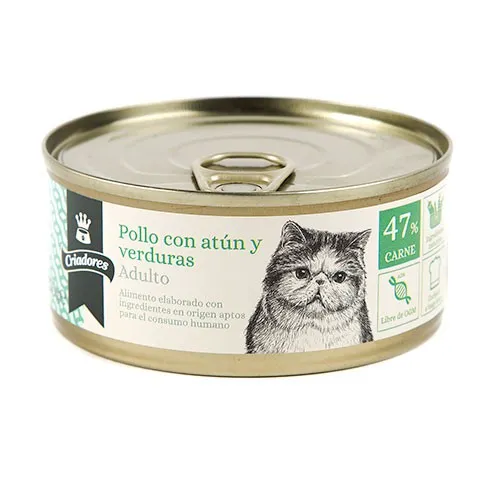 24 latas x 170 g Criadores Adulto Pollo y Atún lata para gatos ¡Pack ahorro!