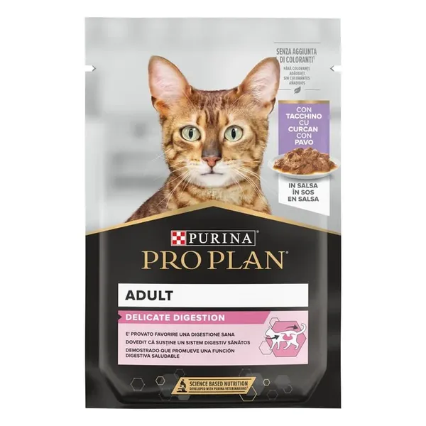 48 sobres x 85 g Pro Plan Delicate Digestion con Pavo en Salsa para gatos ¡Pack ahorro!