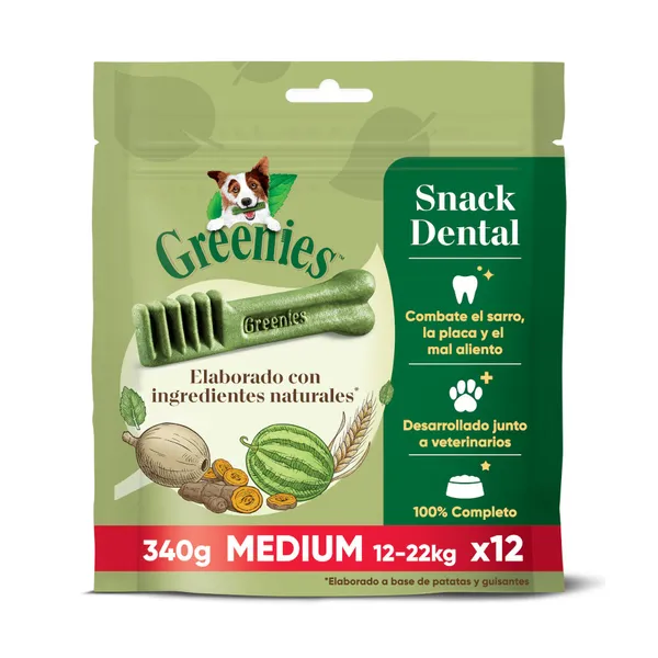 12 barritas Greenies Medium Snacks Dentales Naturales para perros medianos