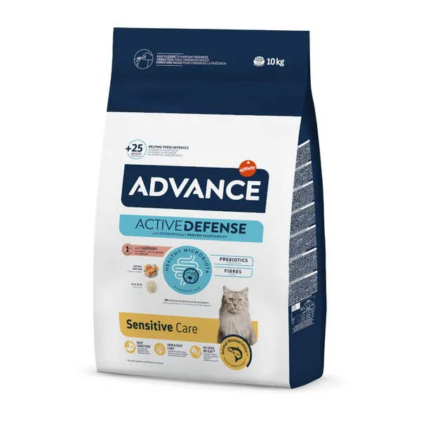 10 kg Advance Sensitive Adult Salmón y Arroz pienso para gatos