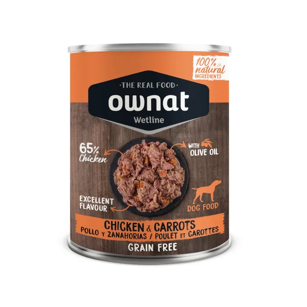 395 g Ownat Wetline Pollo y Zanahorias lata para perros