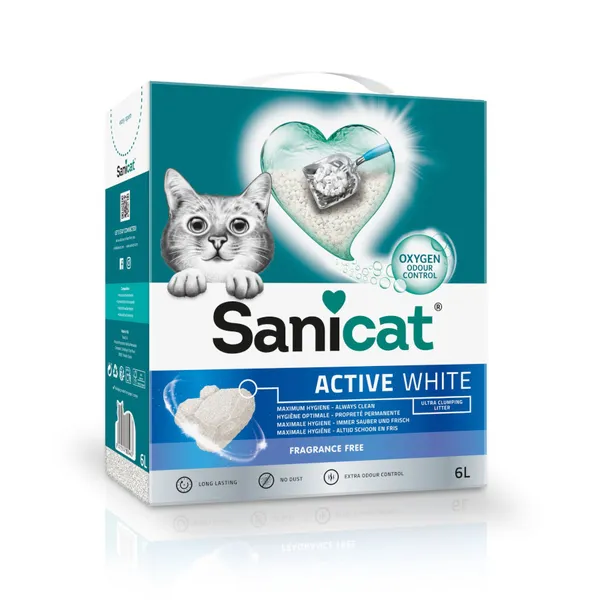 6 L Sanicat Active White Sin Perfume arena aglomerante para gatos