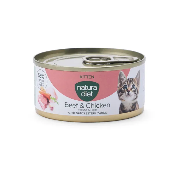 85 g Natura Diet Kitten Vacuno & Pollo lata para gatos