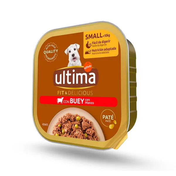 12 tarrinas x 150 g Afinitty Ultima Adult Mini Buey tarrina para perros ¡Pack ahorro!