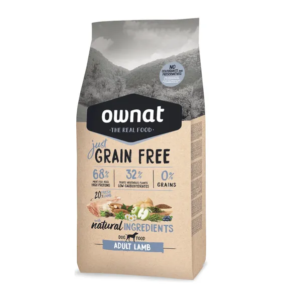 3 kg Ownat Adult Just Grain Free Cordero pienso para perros