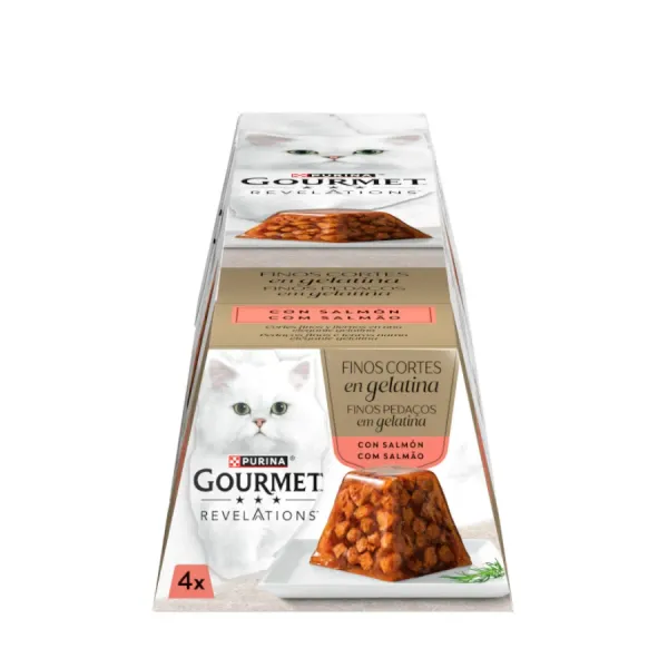 48 tarrinas x 57 g Gourmet Revelations Finos Cortes de Salmón en gelatina para gatos ¡Pack Ahorro!
