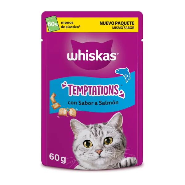 2 x 40 g Whiskas Temptations Snacks Salmón para Gatos ¡Pack ahorro!