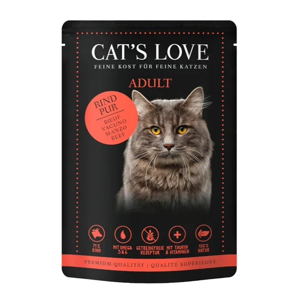 85 g Cat’s Love Adult Vacuno en Gelatina sobre para gatos