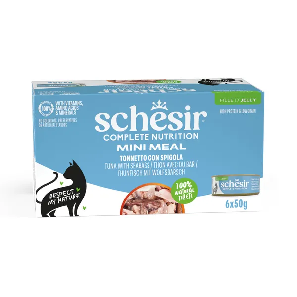 6 uds. x 50 g Schesir Mini Meal Atún con Lubina para gatos - Multipack