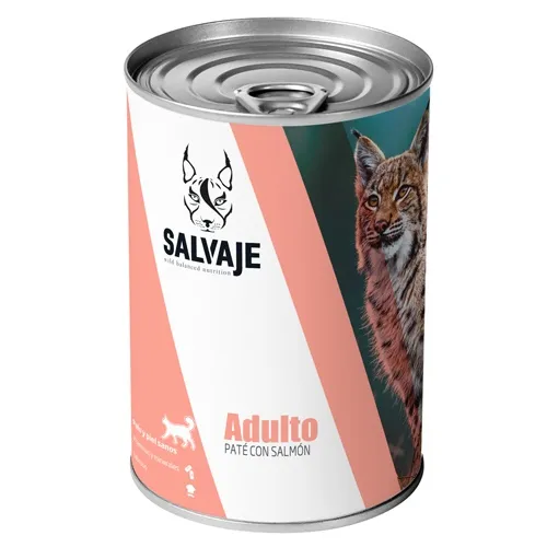 24 latas x 400 g Salvaje Adulto Salmón en Paté lata para gatos ¡Pack ahorro!