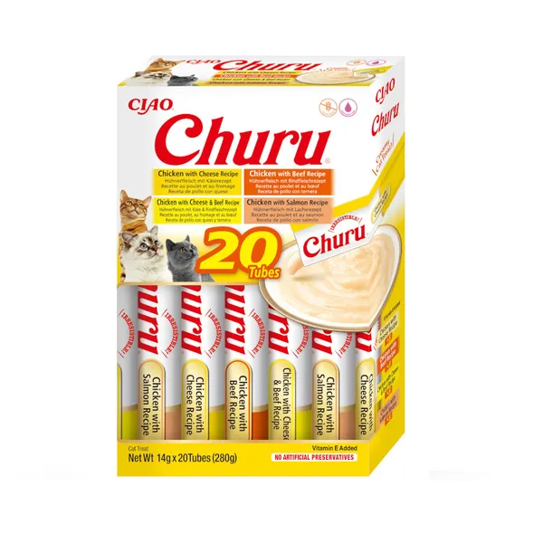 20 sobres x 14 g Churu Variedades de Pollo con Ternera Snack Líquido para gatos