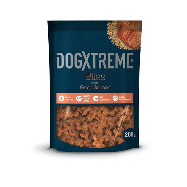 200 g Dogxtreme Bites Snacks Semihúmedos Salmón para perros