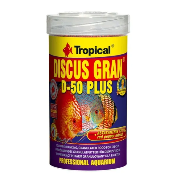 0.25 L Tropical Discus Gran D-50 Plus comida granulada para peces disco