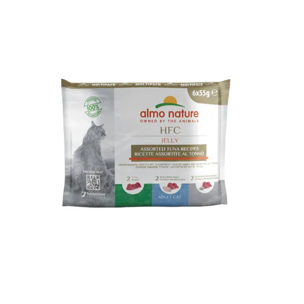 12 sobres x 55 g Almo Nature HFC Natural Recetas Variadas de Atún en sobre para gatos - Multipack ¡Pack Ahorro!