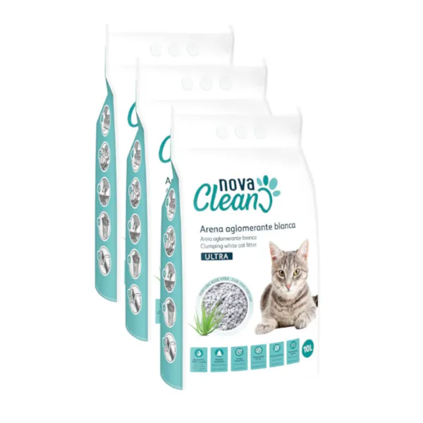 3 x 10 L Nova Clean Ultra Lecho Aglomerante para gatos ¡Pack ahorro!