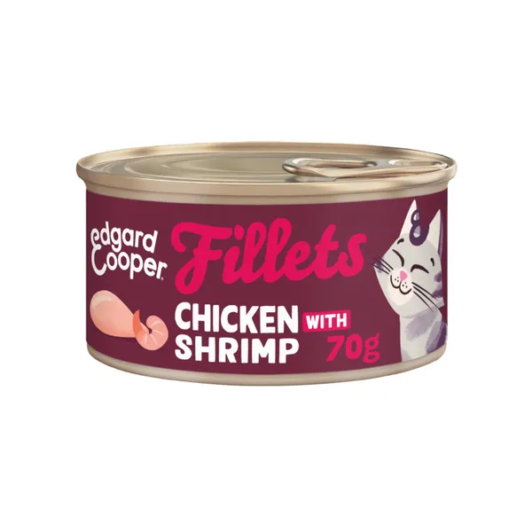 70 g Edgard & Cooper Filetes de Pollo y Gambas Lata para gatos