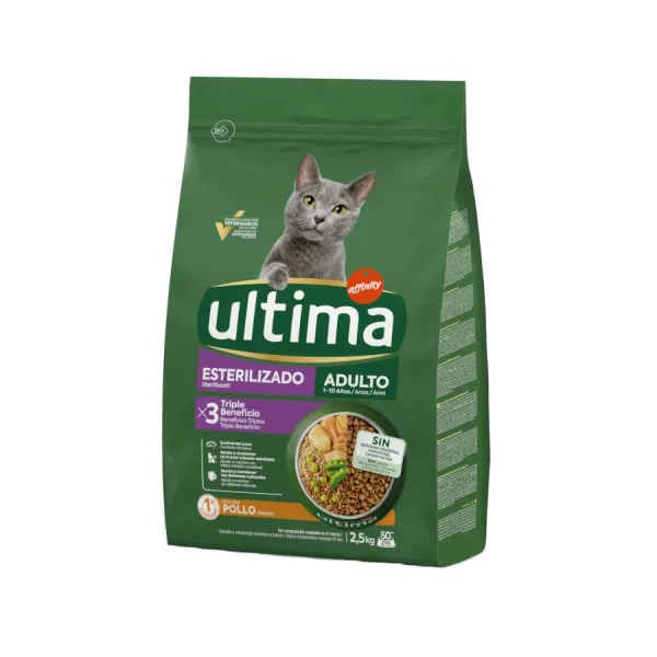 2.5 kg Ultima Pienso esterilizado con pollo para gatos adultos