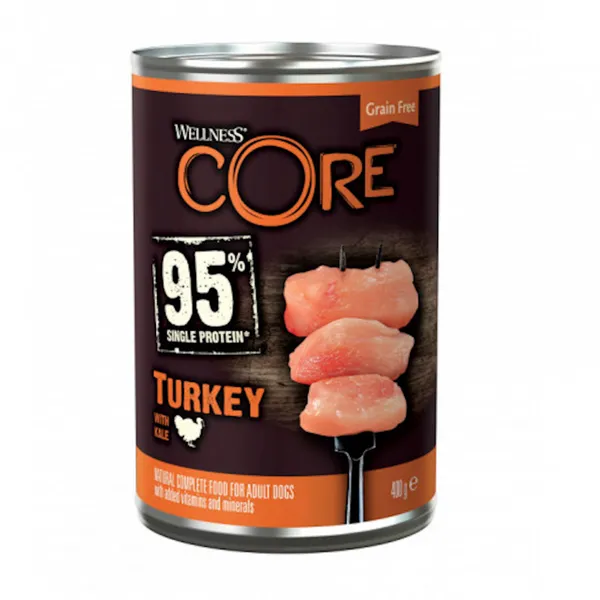 400 g Wellness Core pavo con col rizada lata para perros