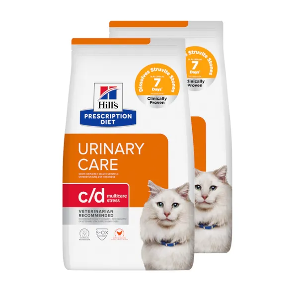 2 x 8 kg Hill's Prescription Diet Urinary Care c/d multicare stress pollo pienso para gatos ¡Pack ahorro!