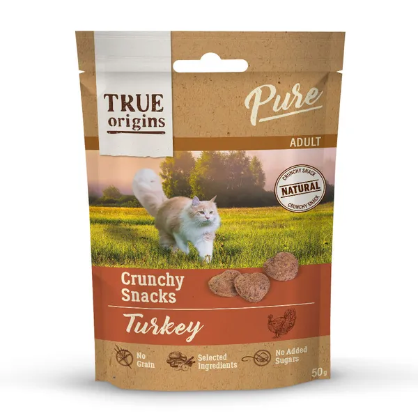 50 g True Origins Pure Bocaditos Adult Crunchy de Pavo para gatos