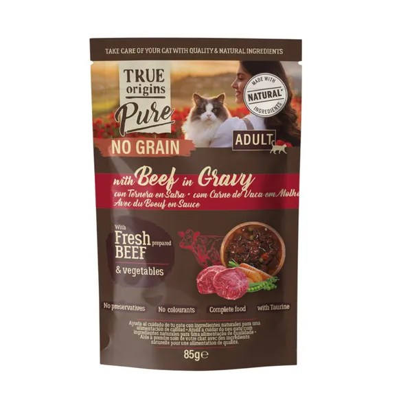 85 g True Origins Pure No Grain Sobre con Ternera para gatos