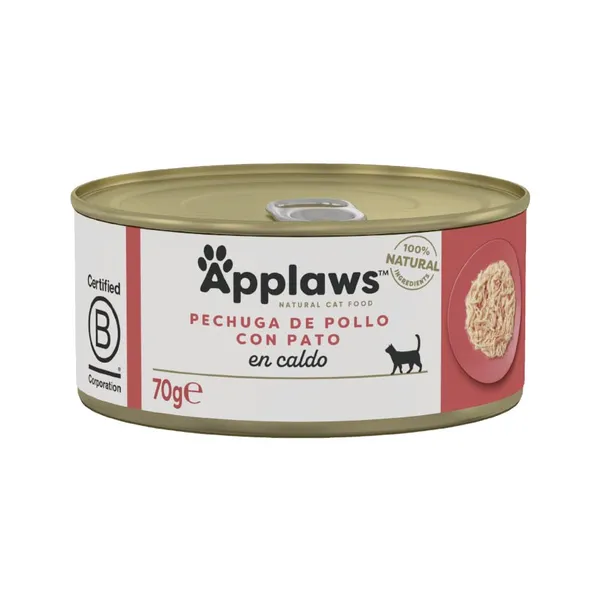 48 latas x 70 g Applaws Pollo y Pato en caldo lata para gatos ¡Pack ahorro!
