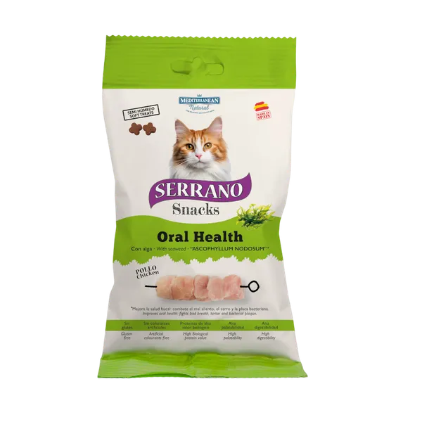 50 g Serrano Bocaditos Oral Health de Pollo para gatos