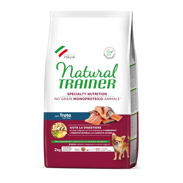 2 kg Natural Trainer Small & Toy Sensitive No Grain Monoproteico Trucha pienso para perros