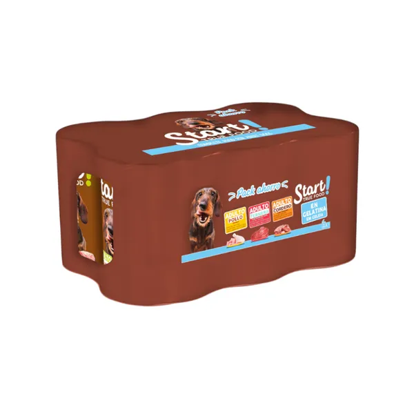6 latas x 400 g Start! Adult Pollo, Ternera y Cordero en Gelatina lata para perros