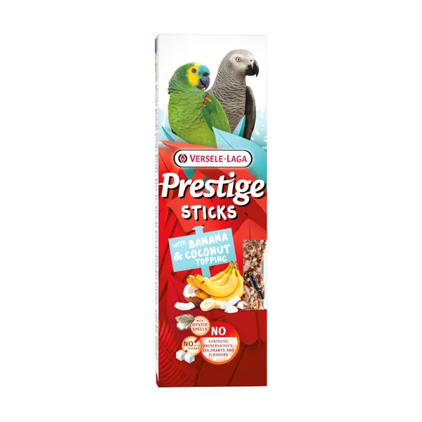0.14 KG 2 Barritas Versele-Laga Prestige Sticks Barritas Plátano y Coco para loros