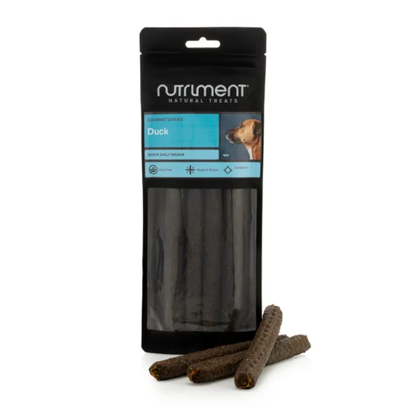 2 bolsitas x 165 g Nutriment Gourmet Barritas Pato Snack para perros ¡Pack Ahorro!