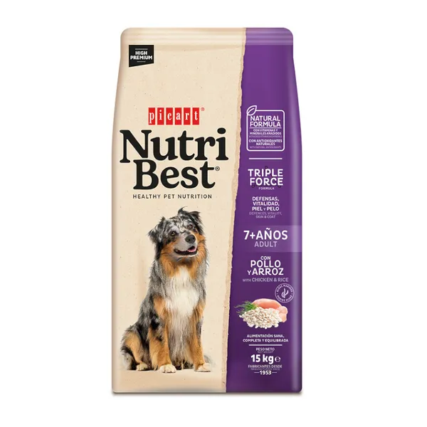 15 kg Nutribest Adult 7+ Pollo y Arroz pienso para perros