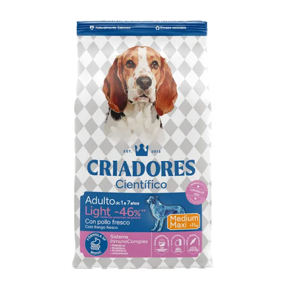12 kg Criadores Científico Light -46% contenido graso Adulto Medium-Maxi Pienso Pollo para perros