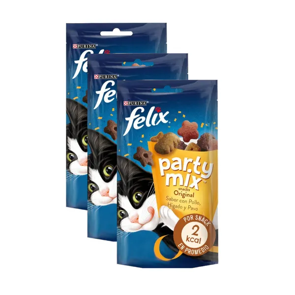 3 bolsitas x 200 g Felix Party Mix Original Bocaditos para gatos ¡Pack ahorro!
