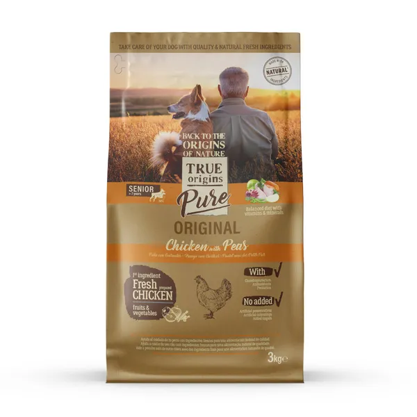 3 kg True Origins Pure Senior Pollo con Guisantes pienso para perros