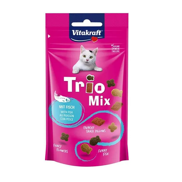 4 bolsitas x 60 g Vitakraft Galletas Trio Mix Salmón para gatos ¡Pack ahorro!