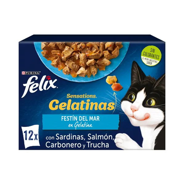 12 sobres x 85 g Felix Sensations Festín del Mar sobres en gelatina para gatos