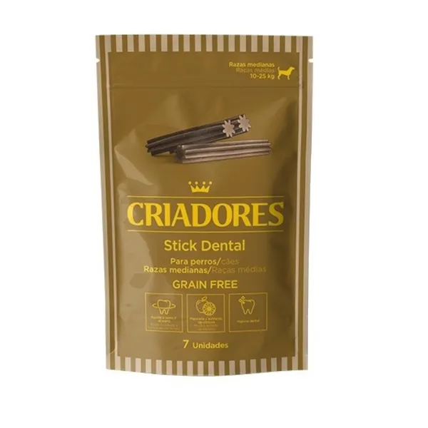 7 barritas Criadores Snacks Dentales Grain Free para perros de raza mediana