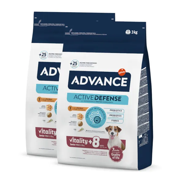 2 x 3 kg Advance Senior Mini +8 Pollo y Arroz pienso para perros ¡Pack ahorro!
