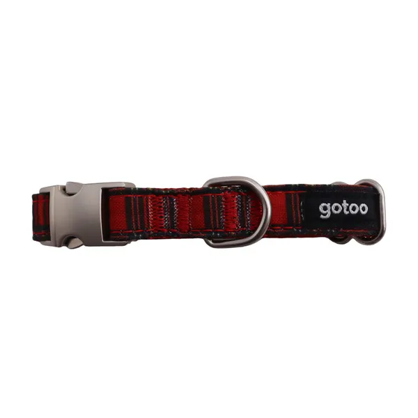 Gotoo Collar estampado tartán rojo para perros