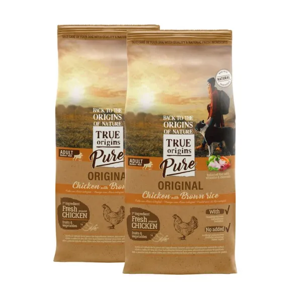 2 x 3 kg True Origins Pure Adult Pollo y Arroz pienso para perros ¡Pack ahorro!