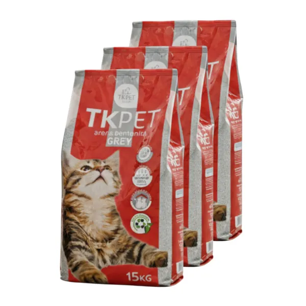 3 x 15 kg TK-Pet Arena Aglomerante Grey de Bentonita para gatos ¡Pack ahorro!