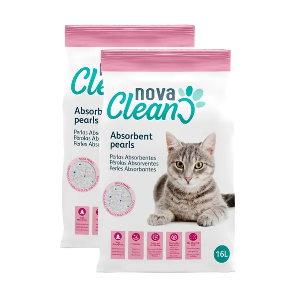 2 x 16 L Nova Clean Perlas Absorbentes para gatos ¡Pack ahorro!