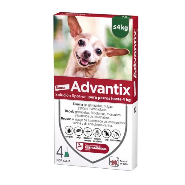 0-4 kg (4 uds.)Advantix Pipetas Antiparasitarias para perros