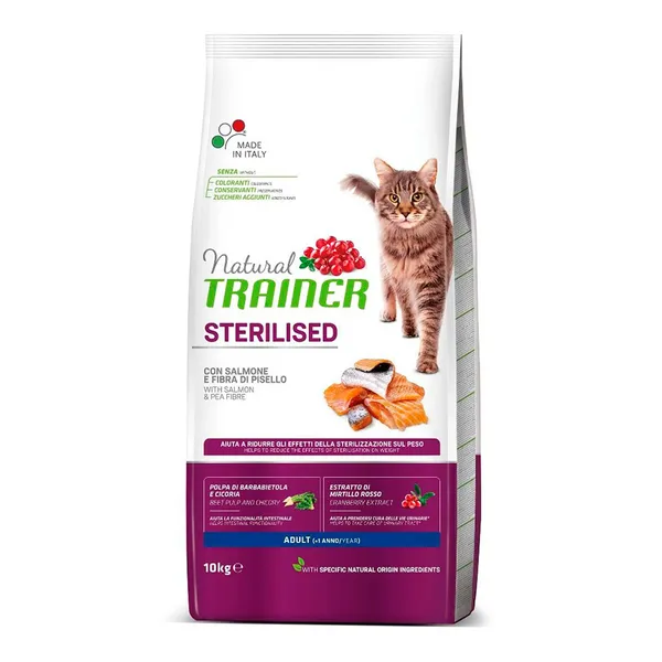 1.5 kg Natural Trainer Adult Sterilised Salmón pienso para gatos