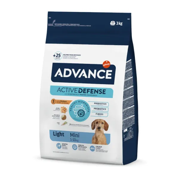 3 kg Advance Mini Light Pollo y Arroz pienso para perros