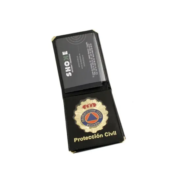 Portacarnet con placa PROTECCION CIVIL ESPAÑA y billetera
