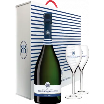 Champagne Besserat de Bellefon - Bleu Brut - en Estuche 2 Copas