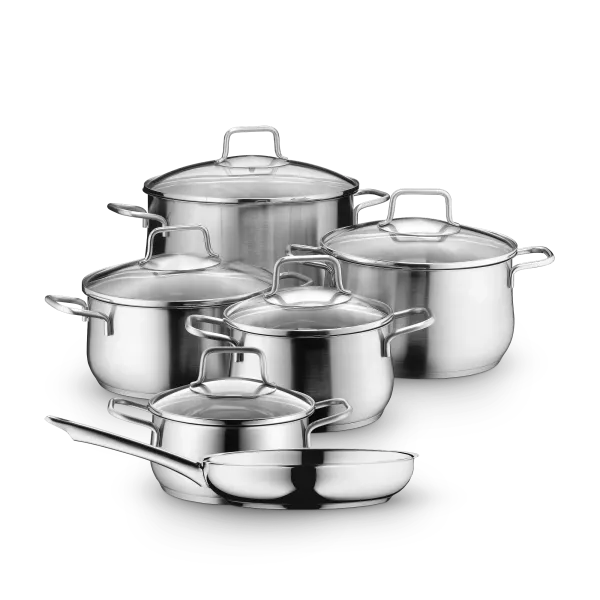 Batería de Cocina Brillant 6 Piezas, Tapas de Vidrio, Bordes Vertedores WMF